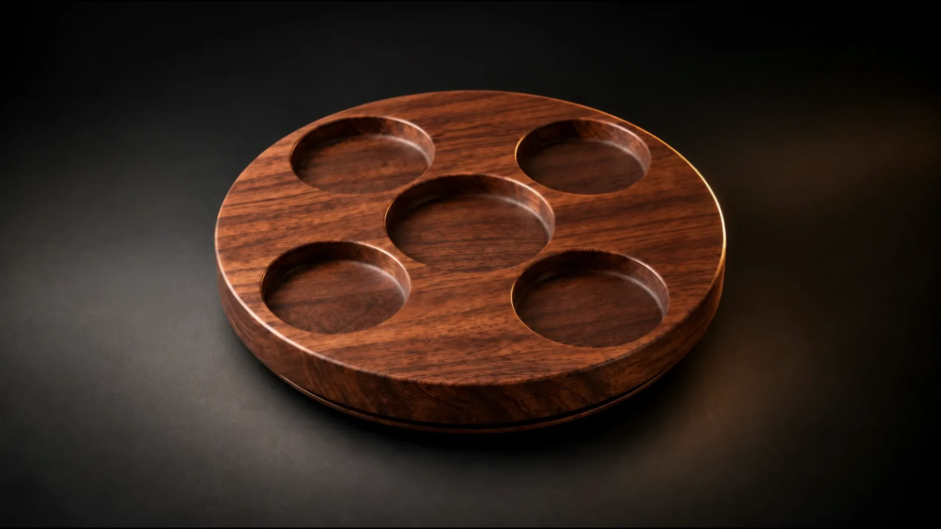 Compass, a round walnut tray, turning